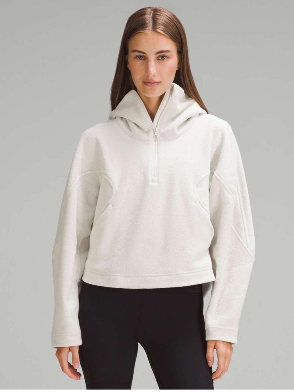 Lululemon Looped Terry Fleece Half-Zip Hoodie Bone Size 8